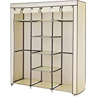 SONGMICS Armario de Tela- Estantería de Almacenaje- Resistente al Polvo- Tubo de Acero- (tamaño XXL- 175 x 150 x 45 cm…